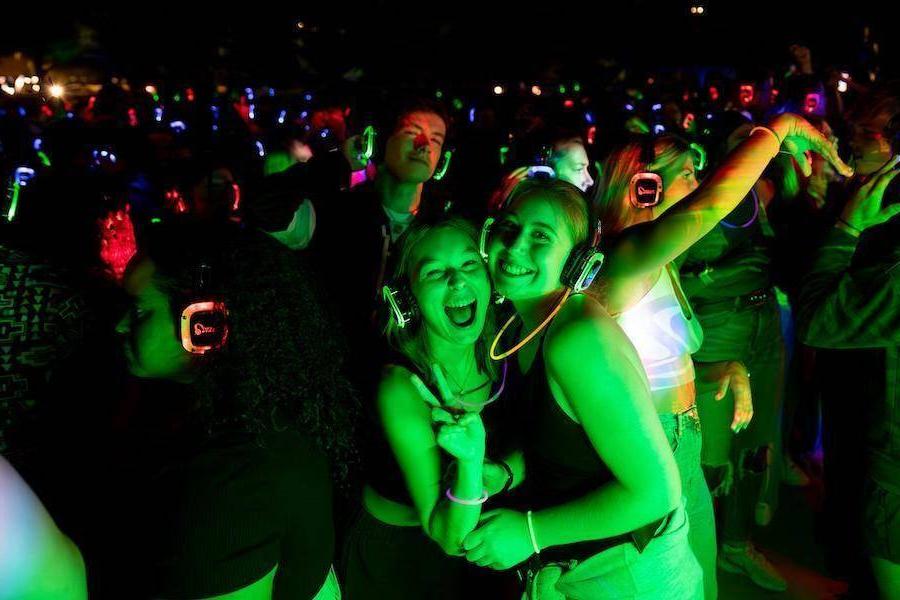 Students having fun dancing at the Silent Disco